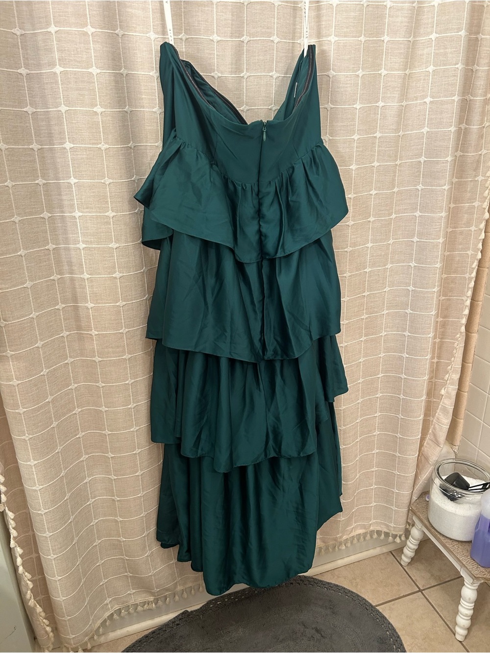 Azazie Emerald Strapless Tiered Maxi Gown - Picture 7 of 14